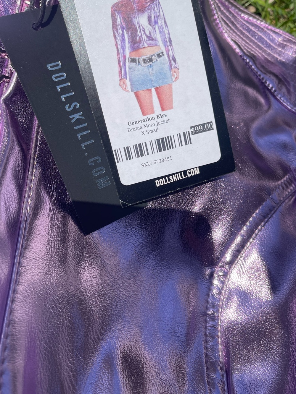NEW Custom Generation KISS Dolls Kill Pink Metallic Drama Moto Biker Jacket XS - Picture 5 of 14